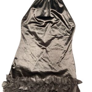 Fashion Nova Metallic Halter Mini Dress - Silver